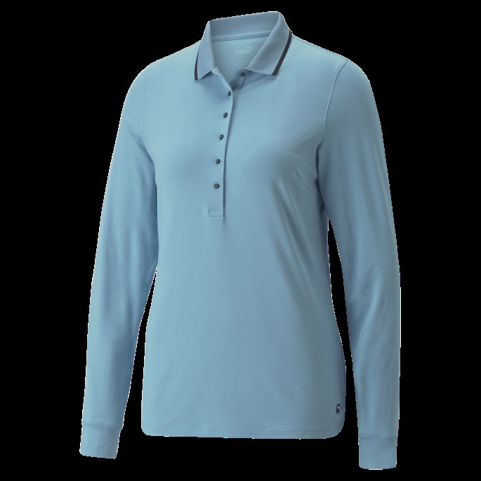 W Skyspunnet Langermet Polo Puma På Tilbud Dusty Aqua