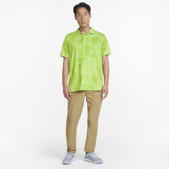 Puma På Tilbud Greenery Lyng Skyspunnet Blader 'n Flowers Golf Poloskjorte For Menn