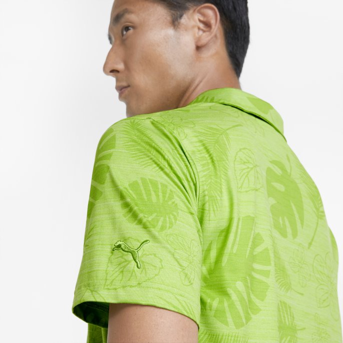 Puma På Tilbud Greenery Lyng Skyspunnet Blader 'n Flowers Golf Poloskjorte For Menn