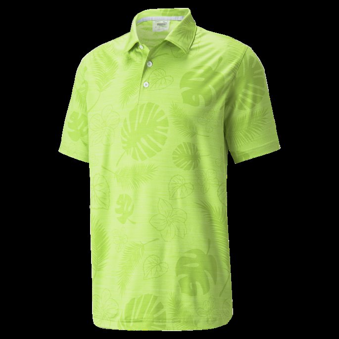 Puma På Tilbud Greenery Lyng Skyspunnet Blader 'n Flowers Golf Poloskjorte For Menn