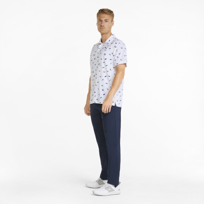 Puma På Tilbud Mattr Sunnies Herre Golf Poloskjorte Lys Hvit-lys Kobolt