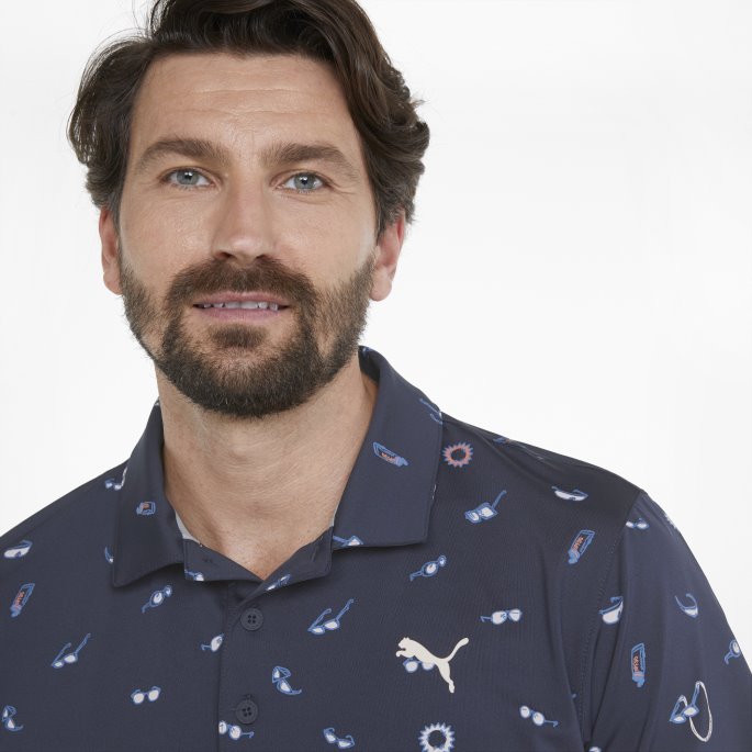 Mattr Sunnies Herre Golf Poloskjorte Marine Blazer-kritt Rosa Puma På Tilbud
