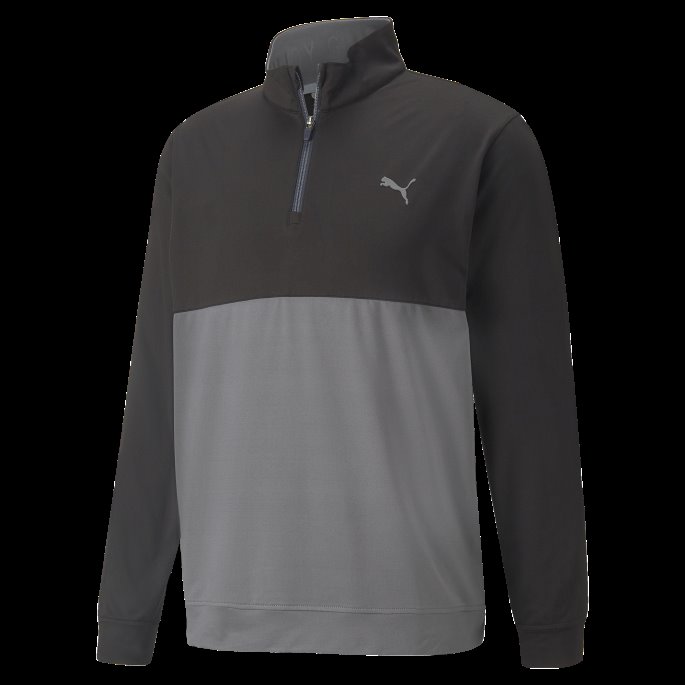 Puma På Tilbud Svart-stille Skygge Gamer Colourblock Quarter-zip Herre Golfgenser