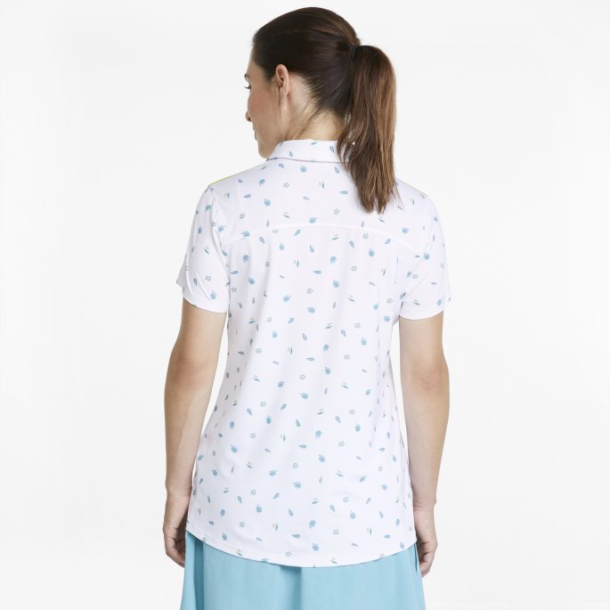 Puma På Tilbud Lys Hvit Porselen Mattr Tropics Golf Poloskjorte For Kvinner