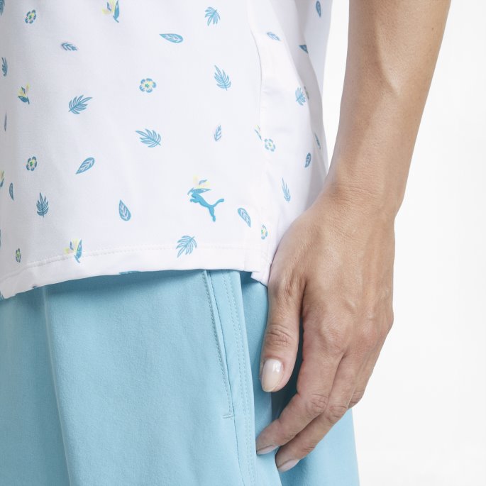 Puma På Tilbud Lys Hvit Porselen Mattr Tropics Golf Poloskjorte For Kvinner