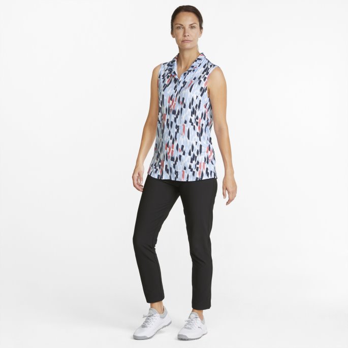 Puma På Salg Serenity-rapture Rose Skyspunnet Tre-børster Ermeløs Golf Poloskjorte For Kvinner