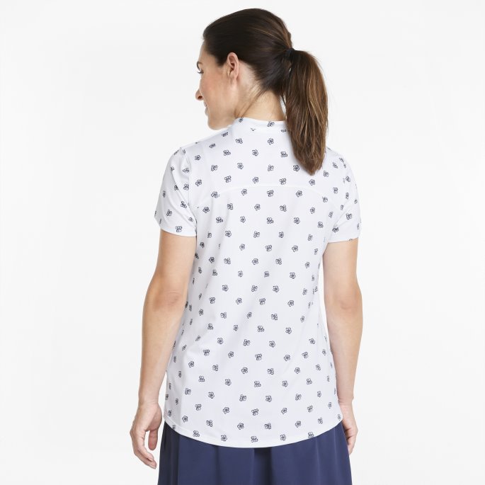 Puma På Tilbud Lys Hvit-marine Blazer Mattr Hibiscus Golfpolo For Kvinner
