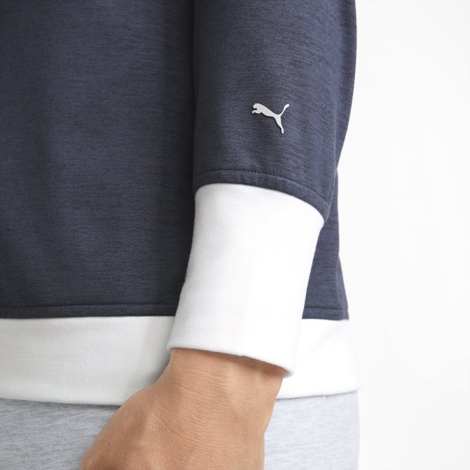 Skyspunnet Blomst Med Rund Hals, Golfgenser For Kvinner Lys Hvit-marine Blazer Puma På Salg
