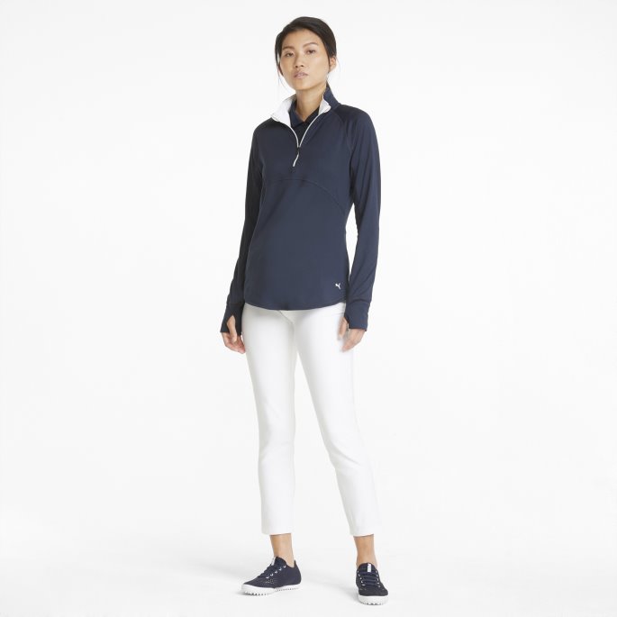 Puma På Tilbud Marineblå Blazer Gamer Golfgenser Med Kvart Glidelås For Kvinner