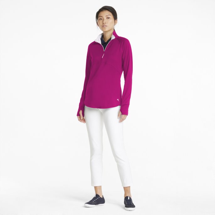 Festival Fuchsia Puma På Tilbud Gamer Golfgenser Med Kvart Glidelås For Kvinner