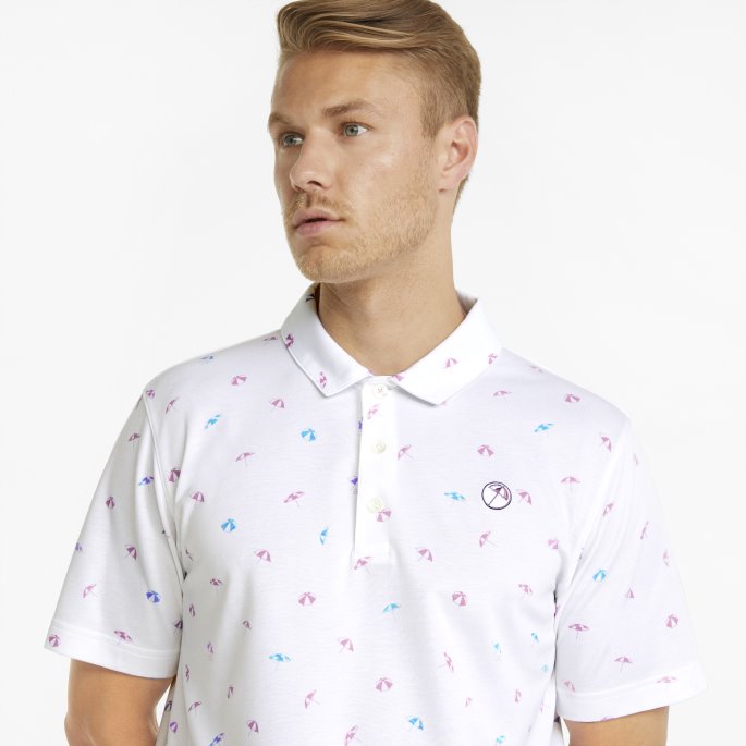 Puma På Salg Ap Danseparaplyer Golfpoloskjorte For Menn Lys Hvit-algierblå