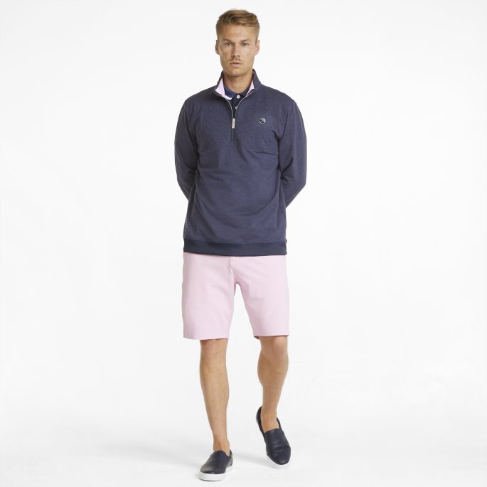 Puma På Tilbud X Arnold Palmer Skyspunnet Slott Med Kvart Glidelås Golfgenser For Menn Marineblå Blazer Lyng