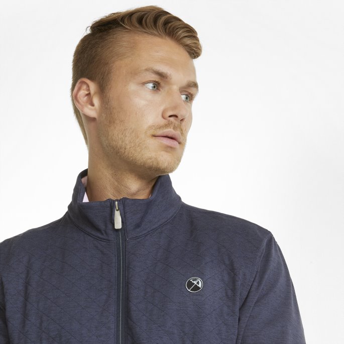 Puma På Tilbud X Arnold Palmer Skyspunnet Slott Med Kvart Glidelås Golfgenser For Menn Marineblå Blazer Lyng