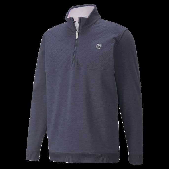 Puma På Tilbud X Arnold Palmer Skyspunnet Slott Med Kvart Glidelås Golfgenser For Menn Marineblå Blazer Lyng