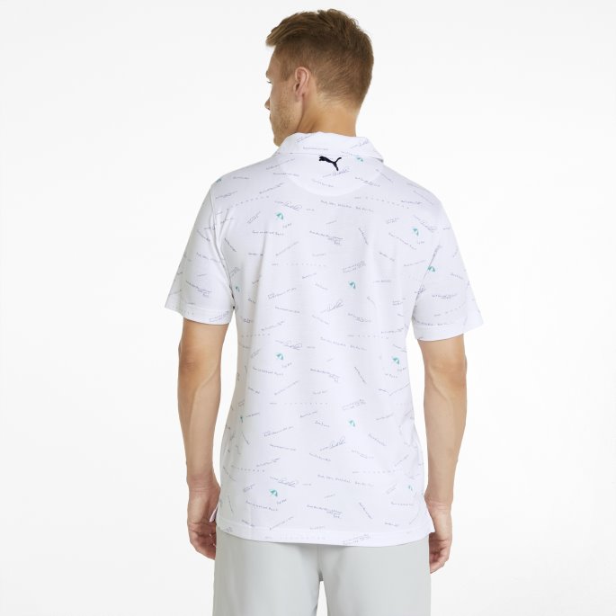 Puma På Tilbud X Arnold Palmer Scorekort Golf Poloskjorte For Menn Lys Hvit-marine Blazer