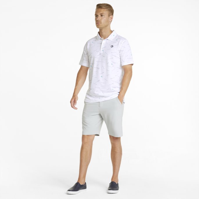 Puma På Tilbud X Arnold Palmer Scorekort Golf Poloskjorte For Menn Lys Hvit-marine Blazer