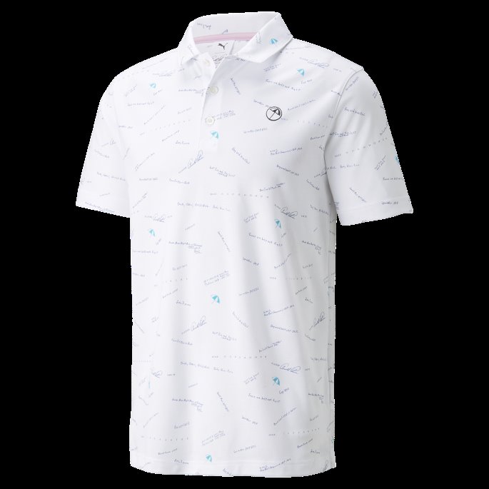 Puma På Tilbud X Arnold Palmer Scorekort Golf Poloskjorte For Menn Lys Hvit-marine Blazer
