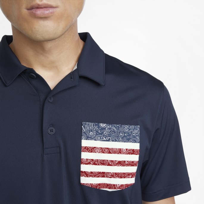 Puma På Tilbud X Volition Paisley Pocket Herre Golf Poloskjorte Marine Blazer-ski Patrulje