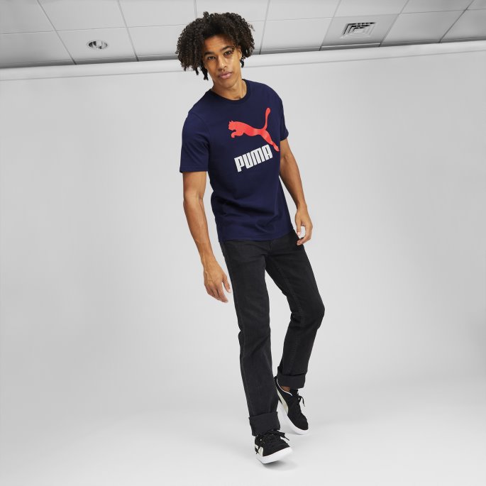 Classics Logo Herre T-skjorte Peacoat Puma På Salg