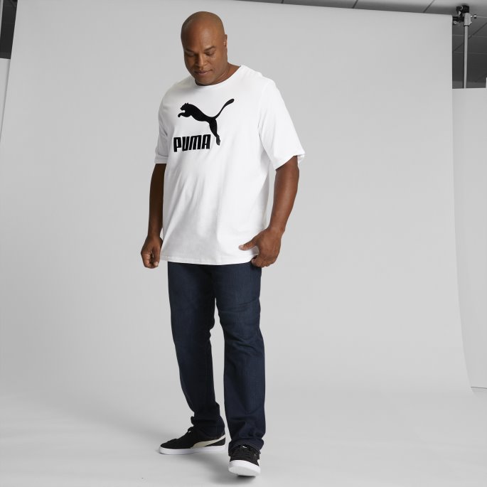 Hvit-svart Puma På Tilbud Classics Logo Herre T-skjorte Bt