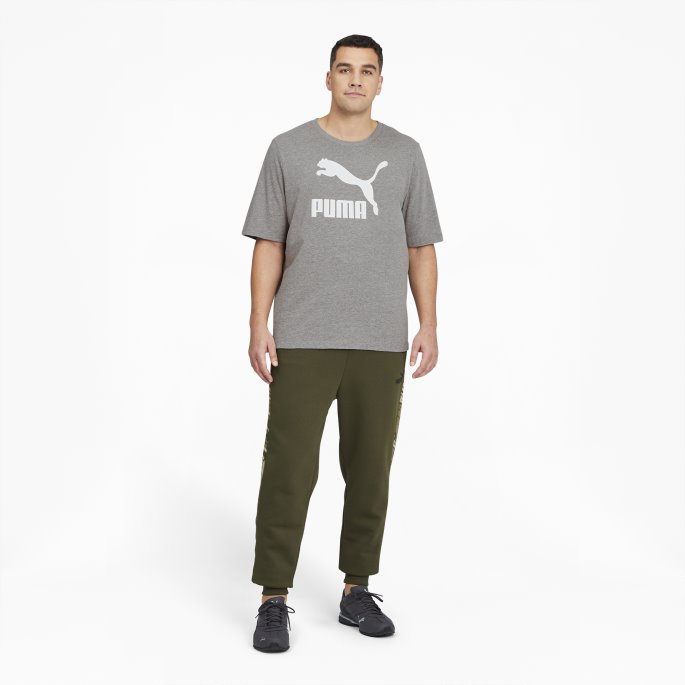 Mellomgrå Lyng-hvit Classics Logo Herre-t-skjorte Bt Puma På Salg