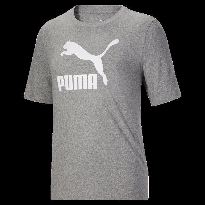 Mellomgrå Lyng-hvit Classics Logo Herre-t-skjorte Bt Puma På Salg