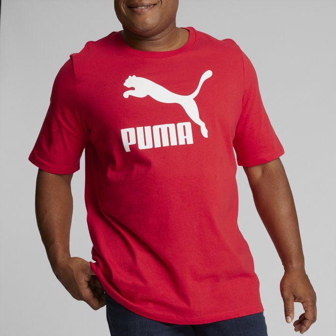 Classics Logo Herre T-skjorte Bt Puma På Tilbud Høyrisiko Rød-hvit