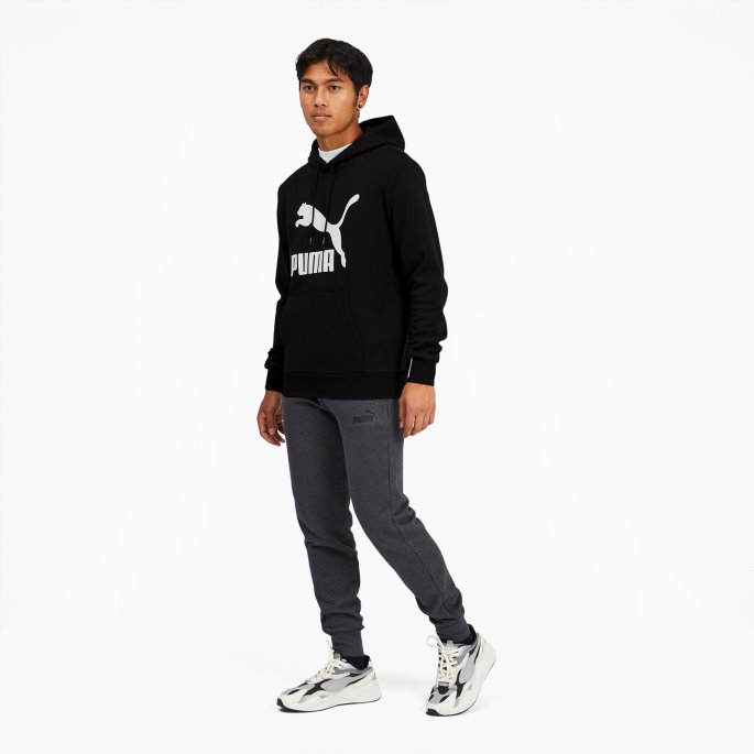 Bomull Svart-hvit Klassiske Hettegenser Med Logo For Menn Puma På Salg