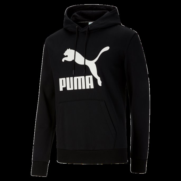 Bomull Svart-hvit Klassiske Hettegenser Med Logo For Menn Puma På Salg