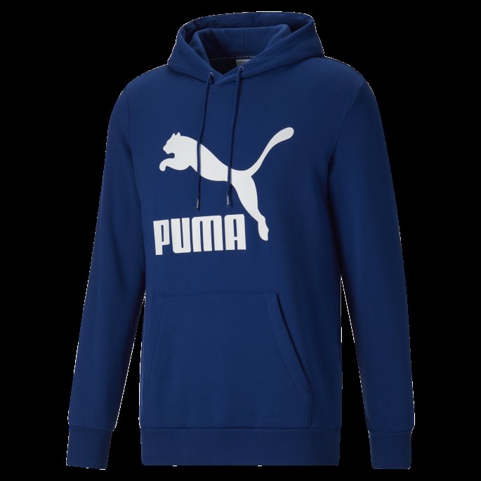 Puma På Tilbud Classics Hettegenser Med Logo For Menn Fl Flammende Blå