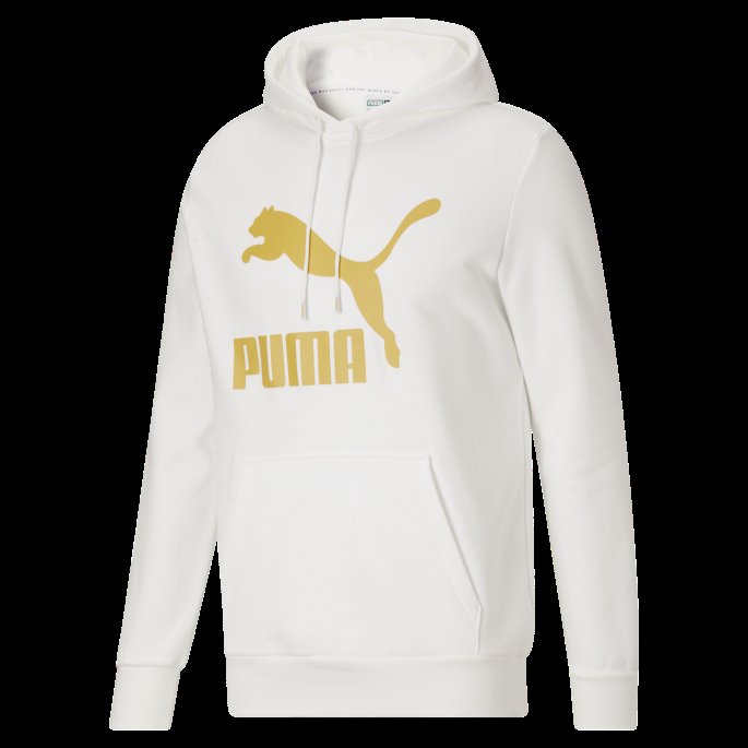 Puma På Tilbud Hvit-bambus Klassikere Hettegenser Med Logo For Menn Fl
