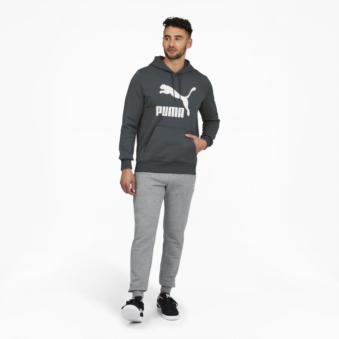 Puma På Tilbud Classics Logo Hettegenser For Menn Fl Mørk Skifer-hvit