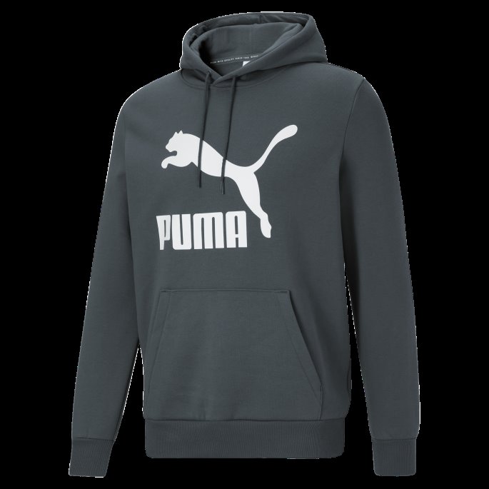 Puma På Tilbud Classics Logo Hettegenser For Menn Fl Mørk Skifer-hvit