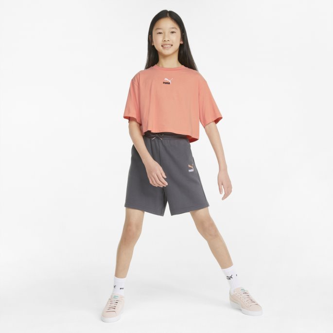 Fersken Rosa Puma På Tilbud Grl Cropped Ungdoms-t-skjorte