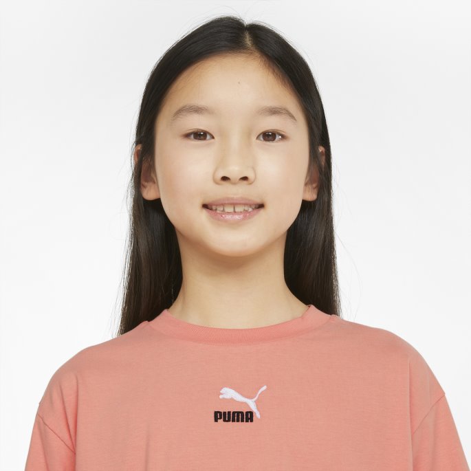 Fersken Rosa Puma På Tilbud Grl Cropped Ungdoms-t-skjorte