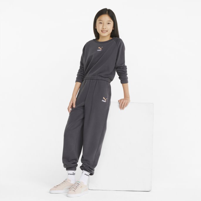 Puma På Salg Grl Cropped Crew Neck Ungdomsgenser Asfalt