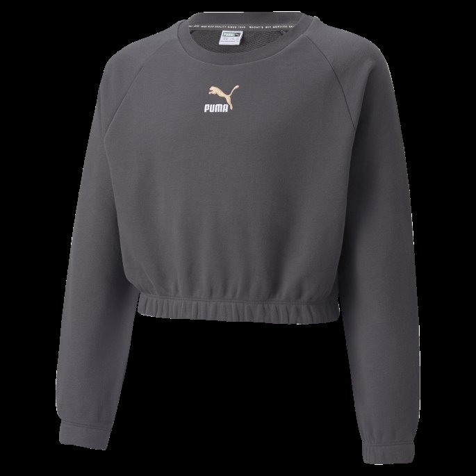 Puma På Salg Grl Cropped Crew Neck Ungdomsgenser Asfalt