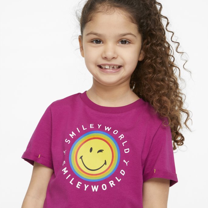 Puma På Tilbud X Smileyworld Kids' Tee Festival Fuchsia