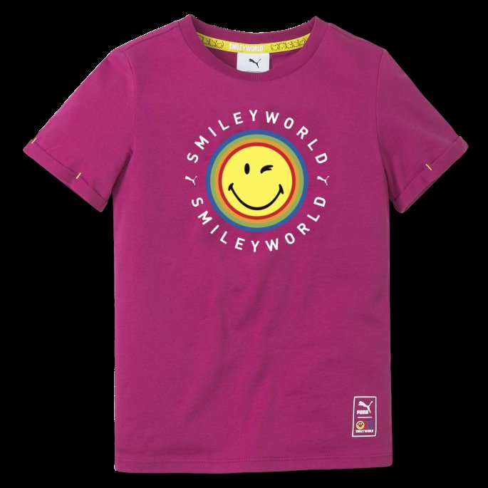 Puma På Tilbud X Smileyworld Kids' Tee Festival Fuchsia