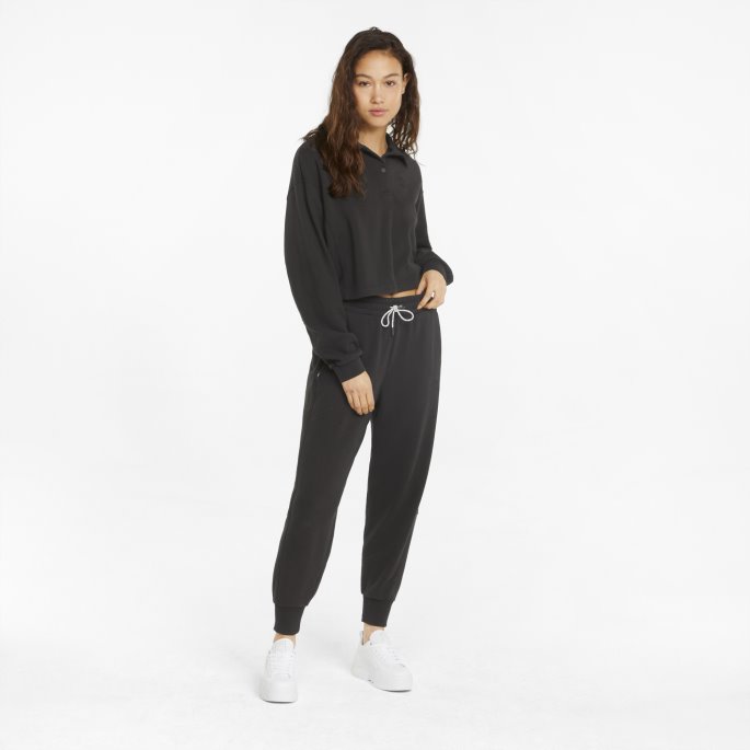 Puma På Tilbud Svart Infuse Fashion Polo Sweatshirt For Kvinner