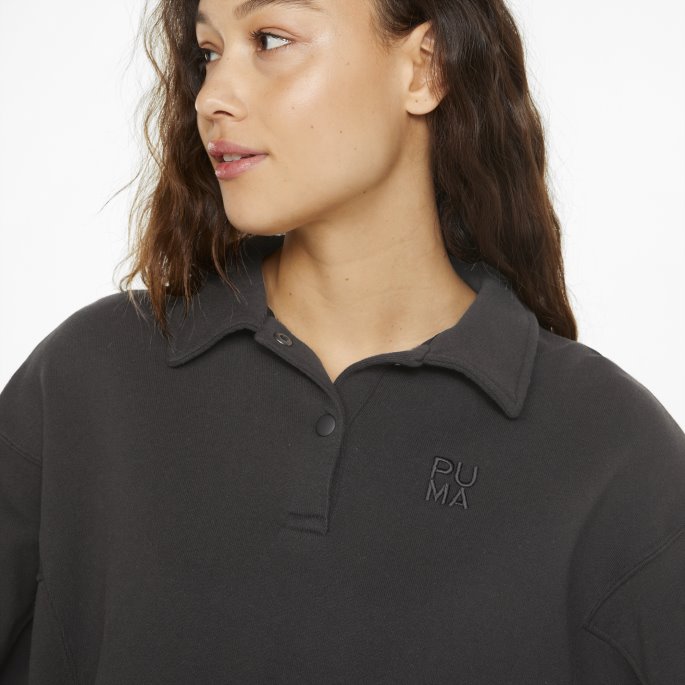 Puma På Tilbud Svart Infuse Fashion Polo Sweatshirt For Kvinner