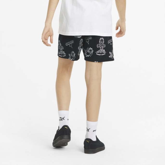 Black-aop Puma På Tilbud X Garfield-printede Ungdomsshorts