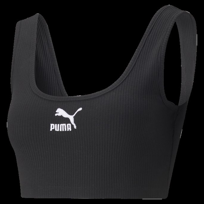Puma På Tilbud Svarte Klassikere Ribbet Crop Topp For Kvinner