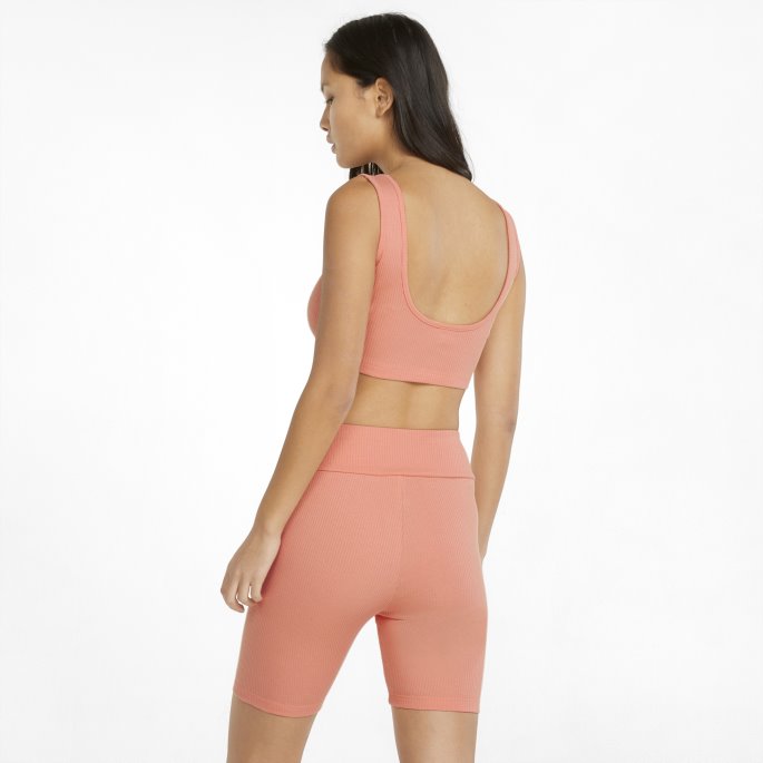 Puma På Tilbud Klassikere Ribbet Kvinners Crop Top Fersken Rosa