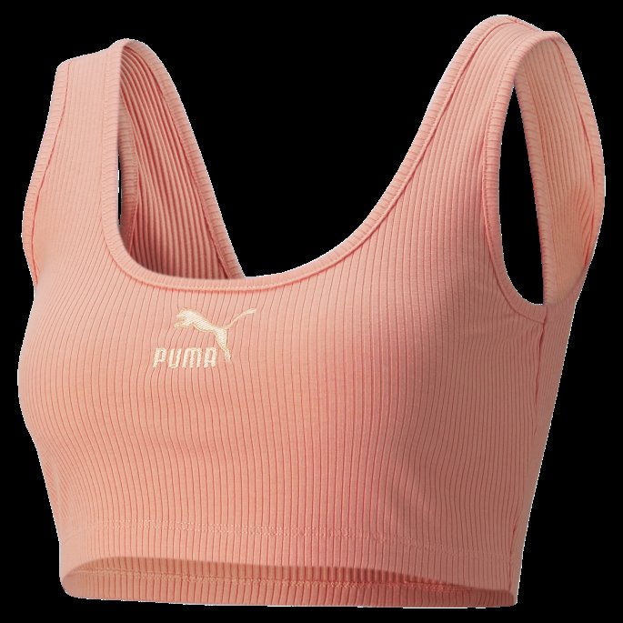 Ferskenrosa Klassikere Ribbestrikkete Crop Top Puma For Kvinner På Salg