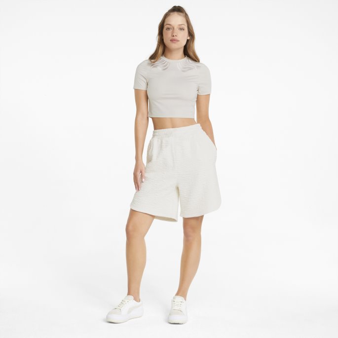 White Snow Tiger Cropped Tight Dame T-skjorte Puma På Salg