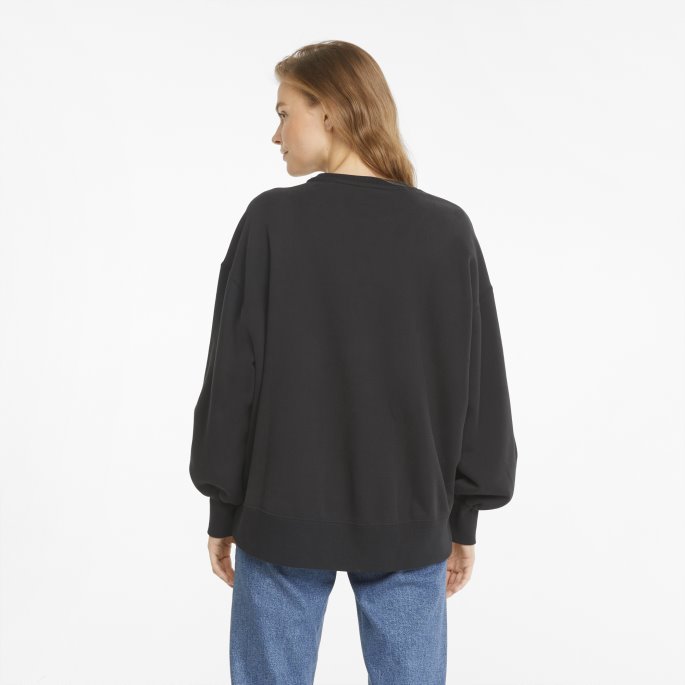 Sorte Klassikere Oversized Crew Sweatshirt For Kvinner Puma På Salg