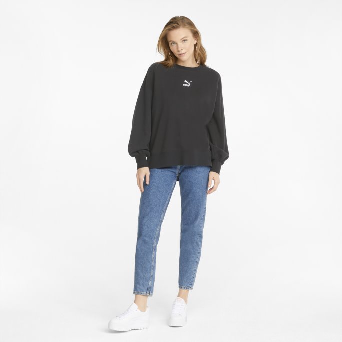 Sorte Klassikere Oversized Crew Sweatshirt For Kvinner Puma På Salg