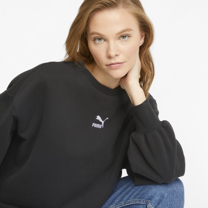 Sorte Klassikere Oversized Crew Sweatshirt For Kvinner Puma På Salg