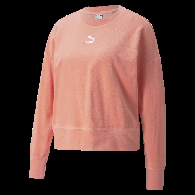 Classics Toweling Sweatshirt Med Rund Hals For Kvinner Fersken Rosa Puma På Tilbud